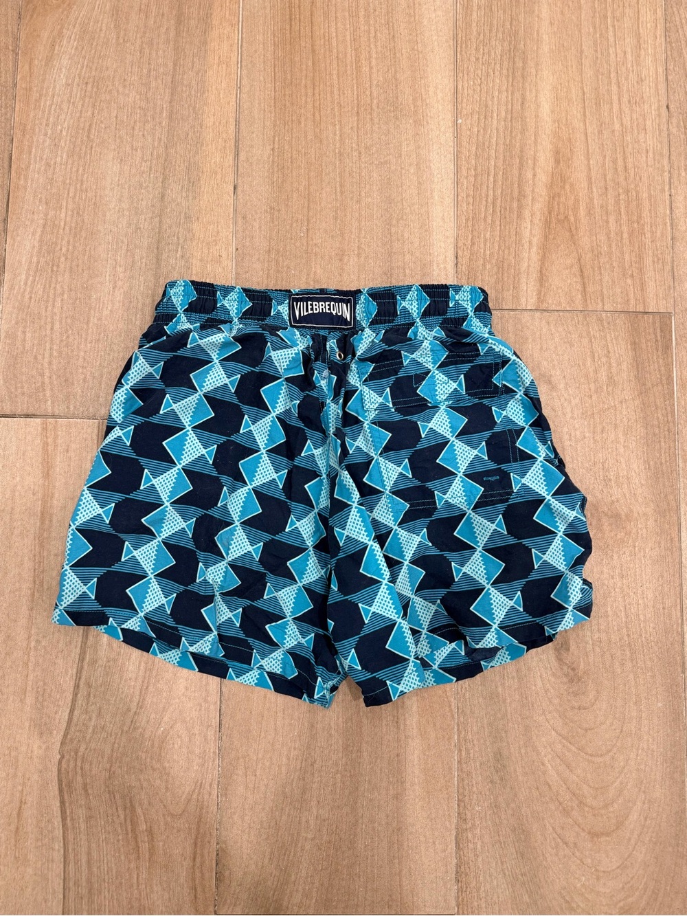 Vilebrequin Men’s Navy and Aqua Geometric Swim Shorts